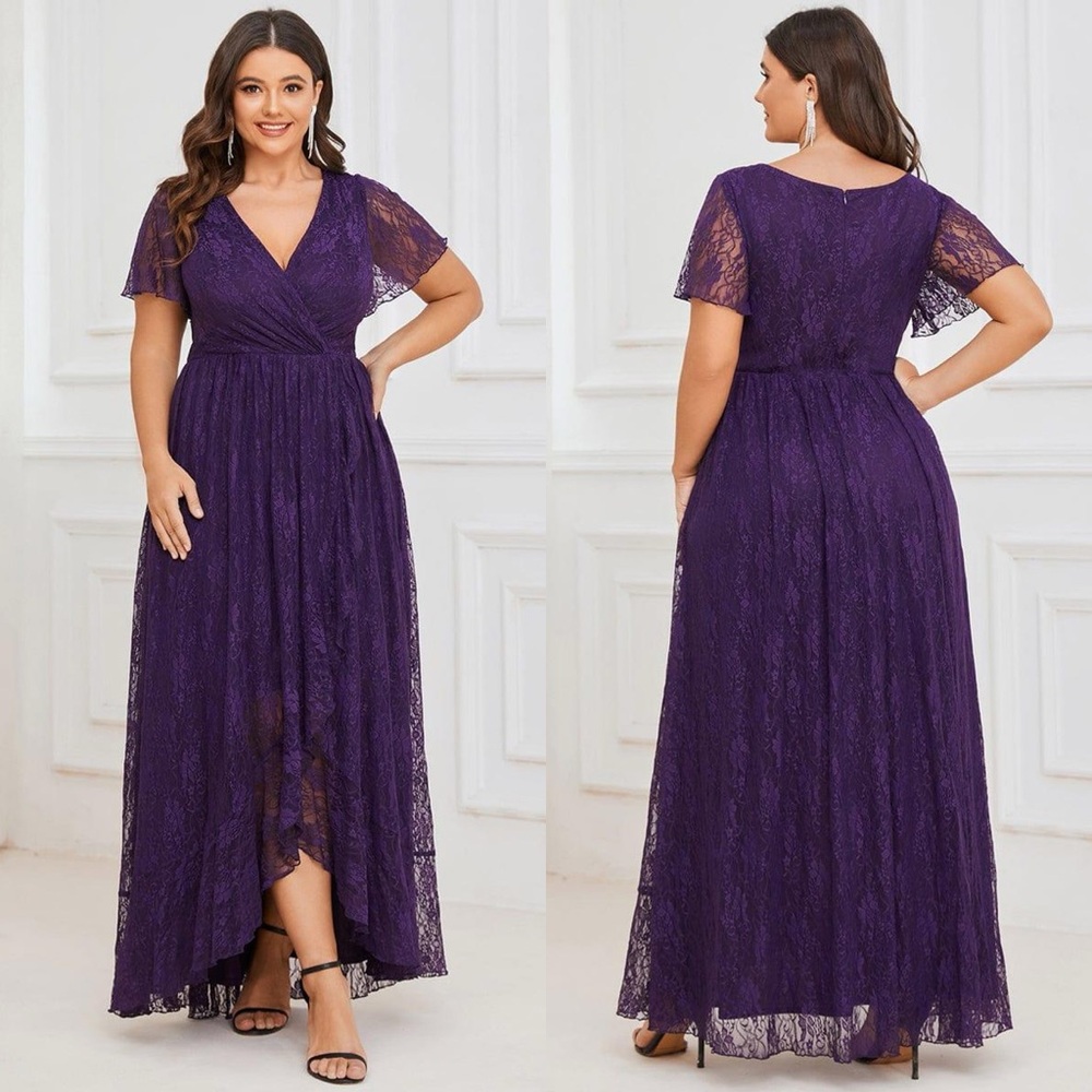 Ever Pretty short sleeve ruffled lace wedding guest dress Sz. 20 NWT